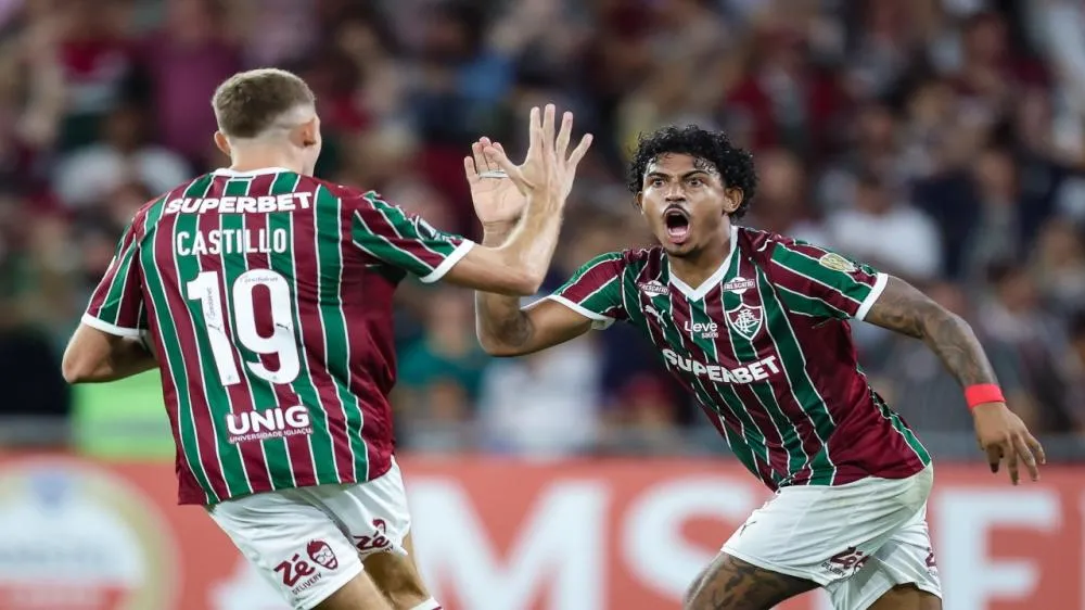 Jhon Kennedy vibrando no gol da vitória contra o Bolívar na Libertadores. (Foto: Marcelo Gonçalves/Fluminense)